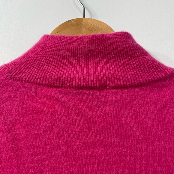 Vintage David Brown Wool Quarter Buttoned Mock Neck in Pink Oversized size S - Picture 5 of 11